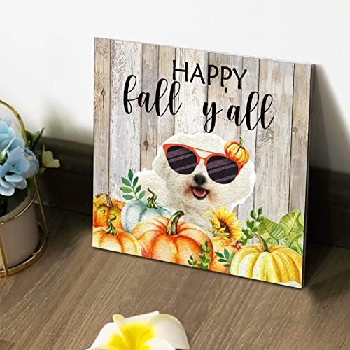 Thanksgiving Hello Fall Decor Wood Plaque 8x8in