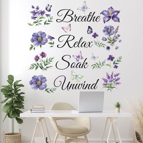Datesno Inspirational Quotes Wall Decal Breathe Relax Soak Unwind