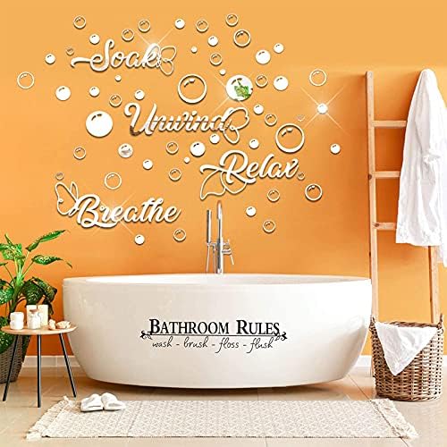 60 Piece 3D Acrylic Mirror Wall Sticker Decor Set