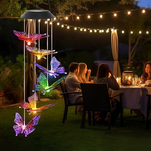 Solar Butterfly Wind Chimes with Color Changing Lights