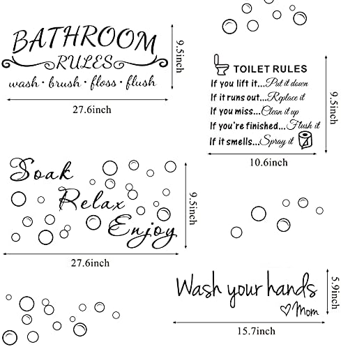 4 Piece Bathroom Wall Decals Set with Quotes
