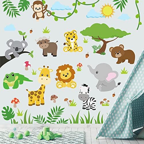 Supzone Jungle Wall Stickers for Kids Room Decor