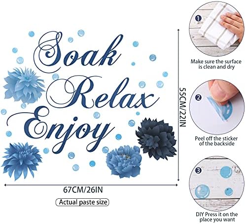 Xuniea Blue Bathroom Wall Decals Soak Enjoy Relax Stickers