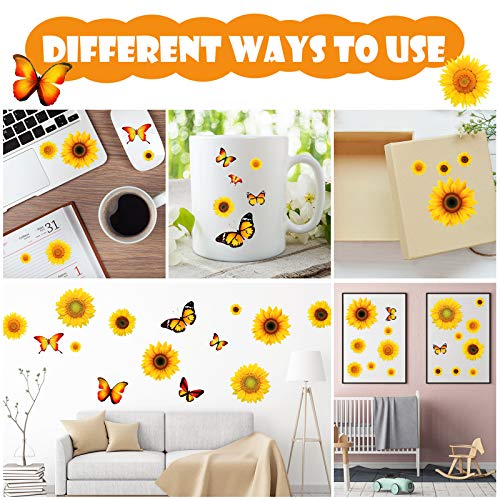 116 Piece 3D Sunflower Wall Stickers Set with Butterfly Decals