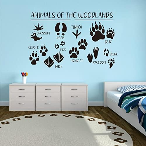 Cute Forest Animal Wall Stickers with Footprints - 15x24 Inches