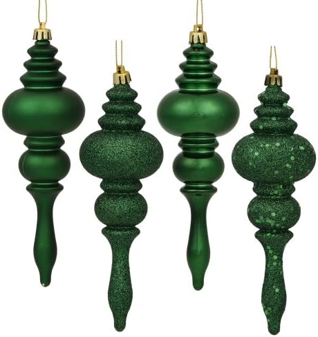 Vickerman 7 Inch 4-Finish Finial Ornament 8 Pack 1