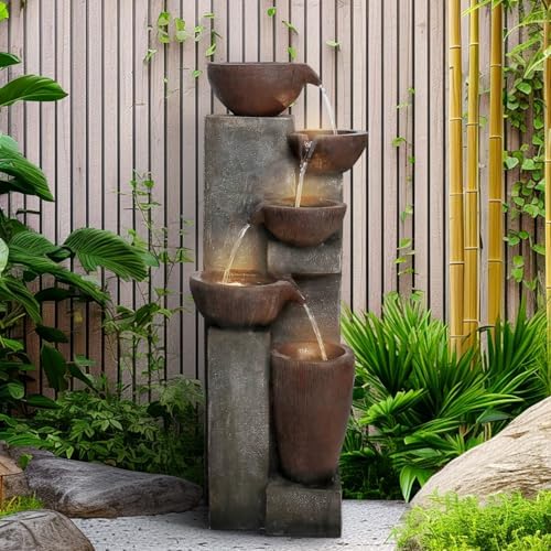 SunJet 5-Tier Indoor Outdoor Water Fountain with LED Lights