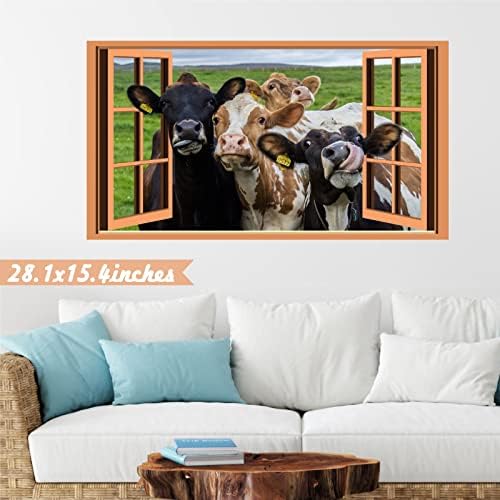 Funny 3D Cow Wall Decals for Home Decor