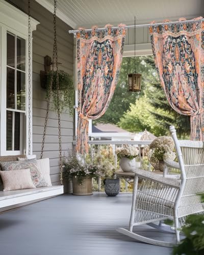 Rustic Boho Outdoor Curtains with Grommets 2 Panels 54x84inch Waterproof Windproof