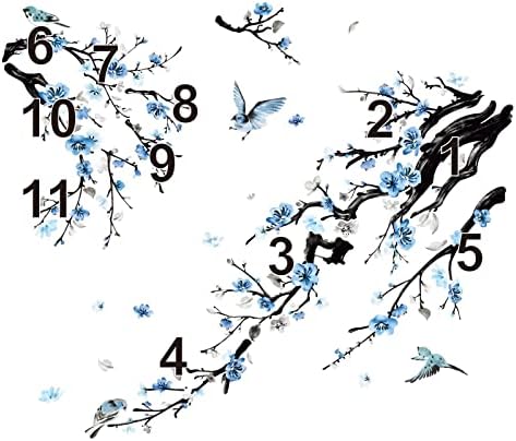 Wondever Blossom Blue Floral Wall Decals