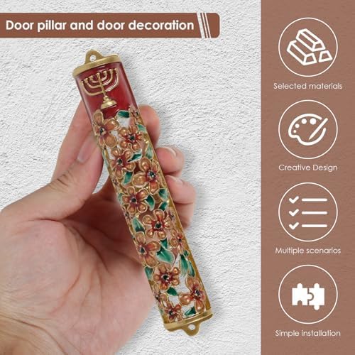 Hand Painted Golden Mezuzah Decorative Zinc Alloy Mezuzah