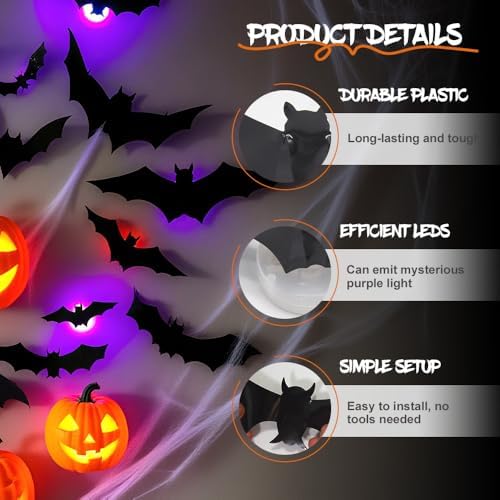Halloween 3D Lighted Bats Wall Decor