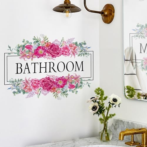 2 Pcs Bathroom Wall Decals with Flower Design
