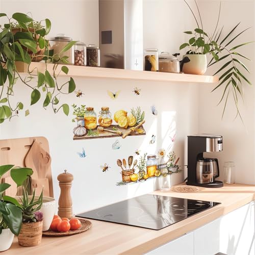 Lemon Honey Bee Butterfly Wall Sticker for Kitchen Decor