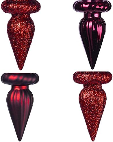 Vickerman 4 Inch 4-Finish Finial Ornament 8 Pack