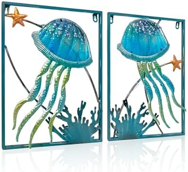 LIFFY Metal Jellyfish Wall Decor with LED Light