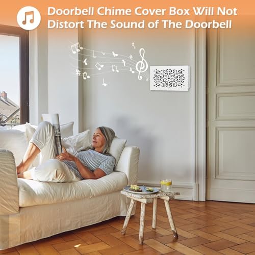 Modern White Doorbell Chime Cover Box with Mounting Hardware