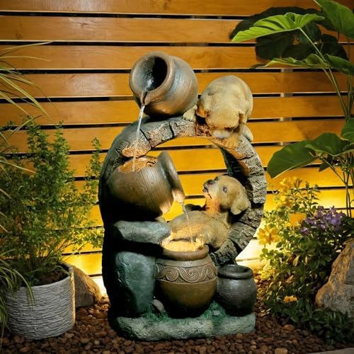 29H Outdoor Garden Water Fountain with 3 Tier Cascading Bowls and Lights
