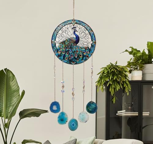 Blue Peacock Dream Catcher for Home Decor