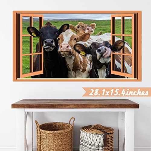 Funny 3D Cow Wall Decals for Home Decor
