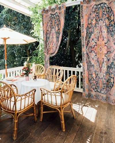Rustic Boho Outdoor Curtains with Grommets 2 Panels 54x84inch Waterproof Windproof