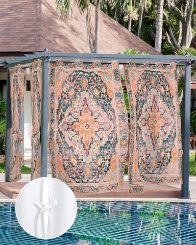 Rustic Boho Outdoor Curtains with Grommets 2 Panels 54x84inch Waterproof Windproof
