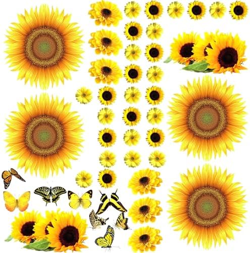 Outus 53 Pcs Sunflower Butterfly Wall Stickers