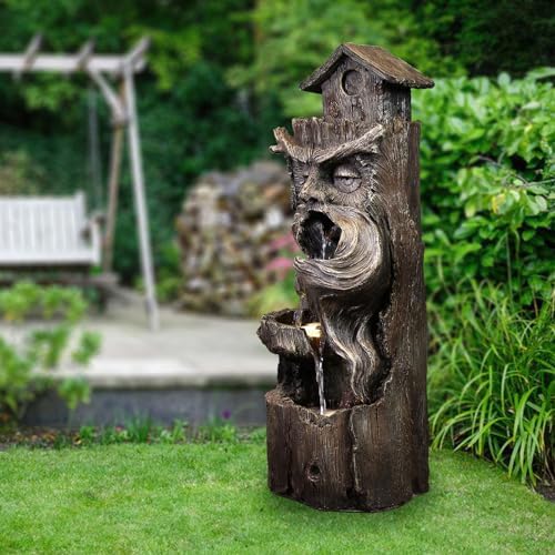 YZM 3-Tier Waterfall Fountain with LED Lights for Outdoor Use