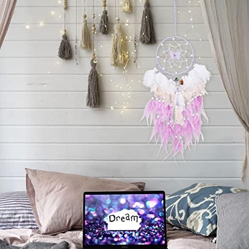 Purple Butterfly Dream Catcher Wall Decor with Crystal Stones