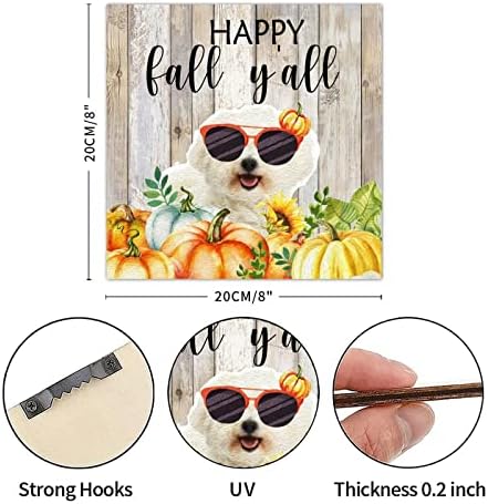 Thanksgiving Hello Fall Decor Wood Plaque 8x8in