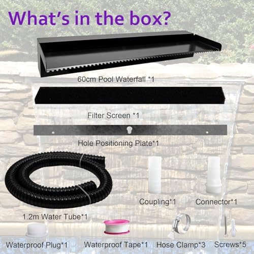 Pamopamo Black Stainless Steel Pond Waterfall Fountain Kit