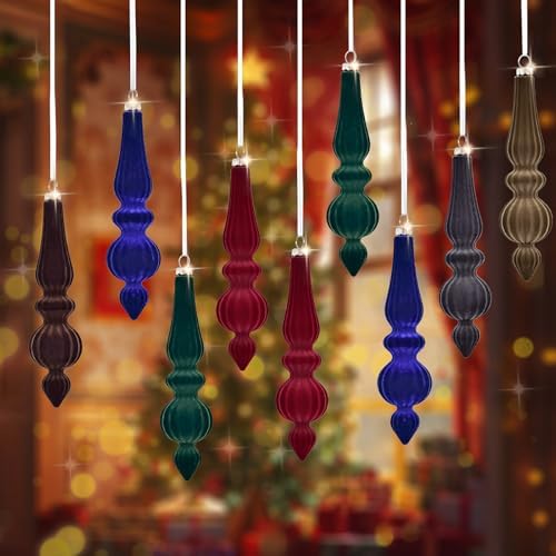 Ochine 6 Pcs Shatterproof Christmas Tree Finial Drop Ornaments