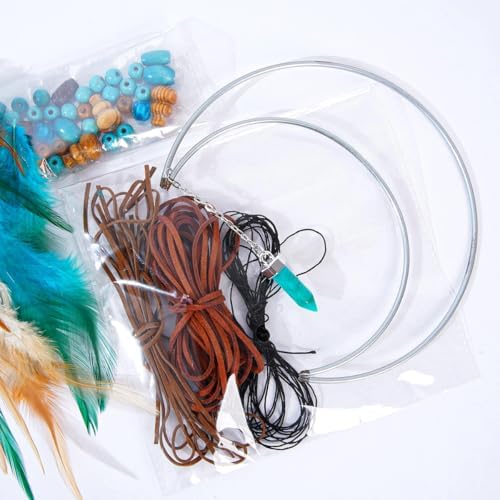 2 Pack DIY Feather Dream Catcher Kits Turquoise Boho Decor