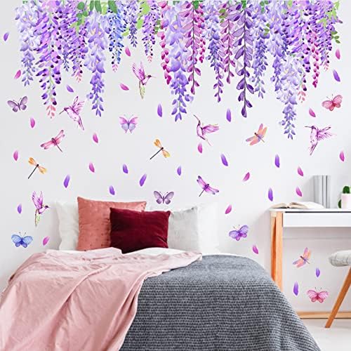 Barri Design Summer Purple Wisteria Wall Decals