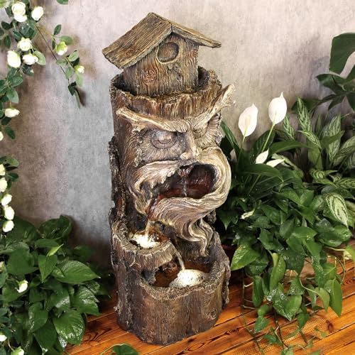 YZM 3-Tier Waterfall Fountain with LED Lights for Outdoor Use