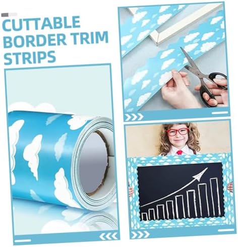Cabilock Cloud Pattern Bulletin Board Border Trim for Classroom and Home