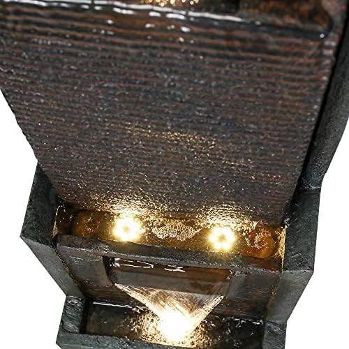Modern Outdoor Waterfall Fountain with LED Lights