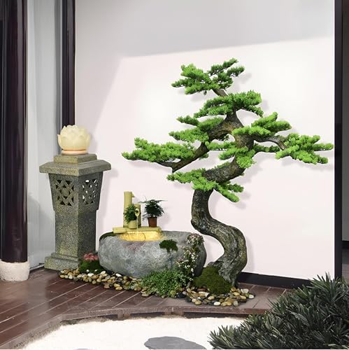 65 Inch Freestanding Fountain Decor Lighthouse with Automatic Pump