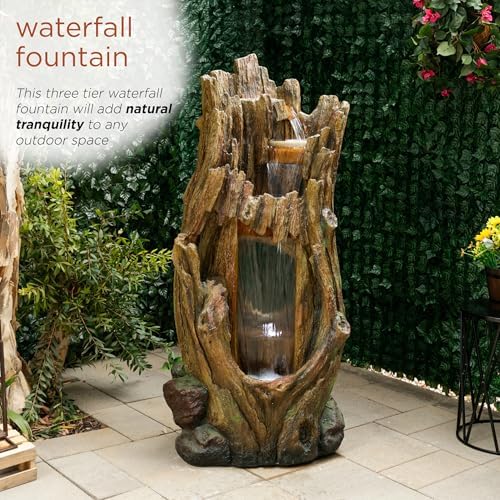 Alpine Corporation 3 Tier Waterfall Fountain with LED Lights
