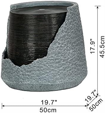 Modern Broken Urn Water Fountain with Light Gray