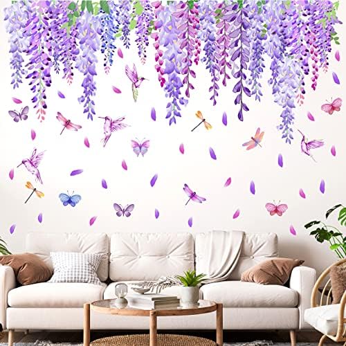 Barri Design Summer Purple Wisteria Wall Decals