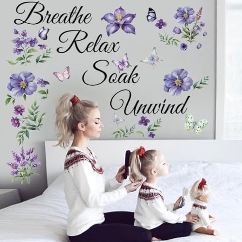 Datesno Inspirational Quotes Wall Decal Breathe Relax Soak Unwind