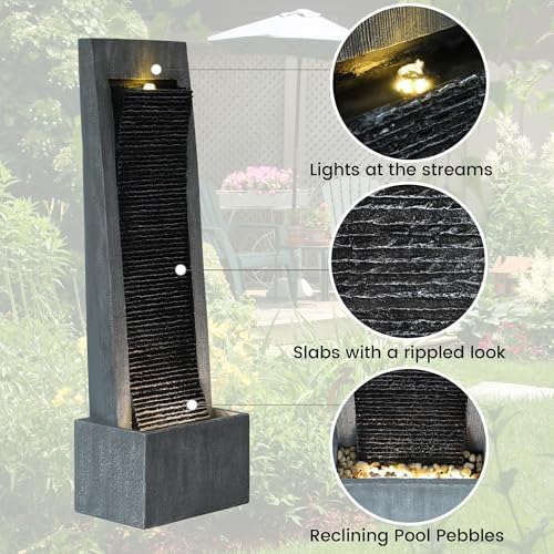Modern Freestanding Water Fountain with LED Light