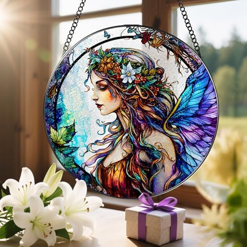 LAOWEIKI 8 Inch Fairy Suncatcher Window Hanging