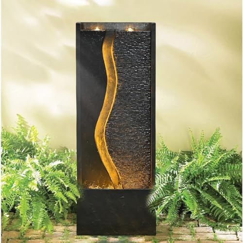 49 Inches Outdoor Water Fountain with LED Lights - Rusty Dark Gray