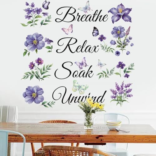 Datesno Inspirational Quotes Wall Decal Breathe Relax Soak Unwind