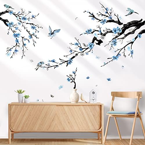 Wondever Blossom Blue Floral Wall Decals