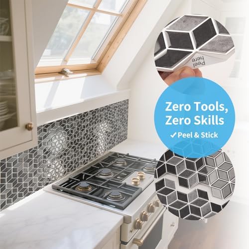 Art3d 10-Sheet Peel and Stick Backsplash Tiles Graphite Gray