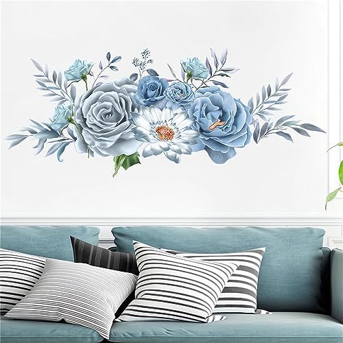 Blue-Gray Peony Wall Stickers for Home Decor