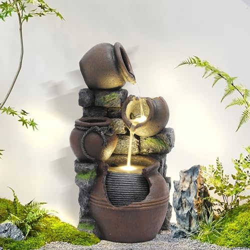 MAGIC UNION 4-Tier Water Fountain with LED Lights and Pump